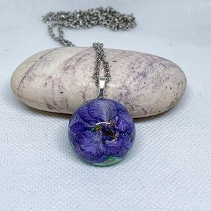 Real pansy necklace,Flower lover necklace gift